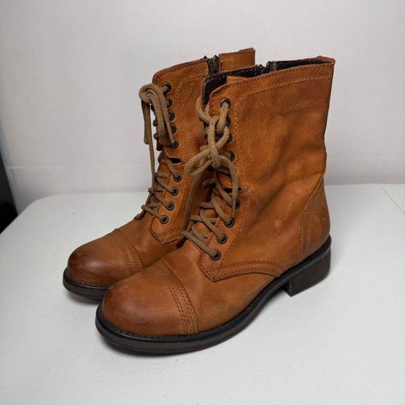 Steve Madden Tropa 2.0 Brown Leather Combat Boot Size 9.5 - Picture 1 of 9
